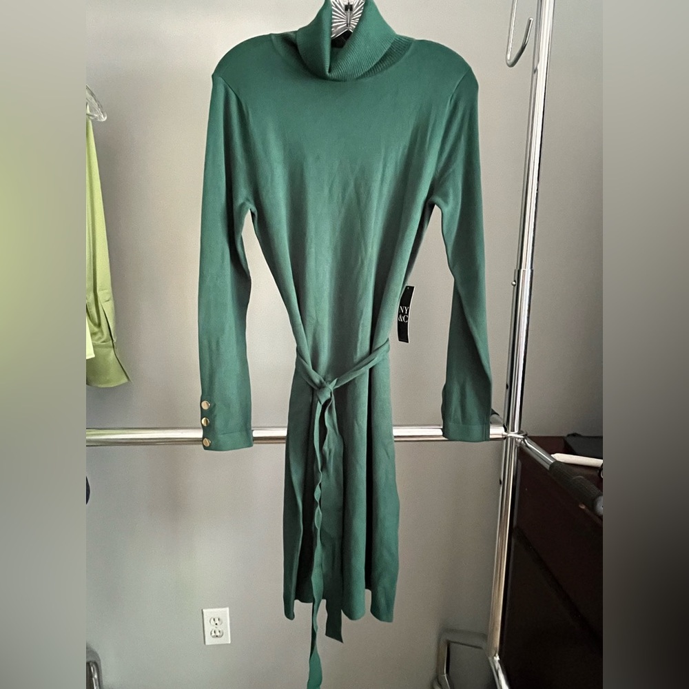 New York and Company 7th Avenue Design Company. Pretty green sweater dress.  NWT